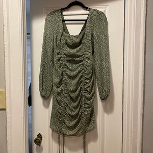 Floral mini dress, long sleeve, Large